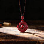 Cinnabar Good Luck Spinning Pendant Necklace, Purple Gold Sand