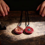 Natural Cinnabar Mountain Ghost Coin Pendant Necklace, High – Quality Purple Gold Sand