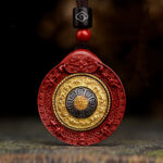 Natural Cinnabar Tibetan – Style Nine Palaces and Eight Trigrams Pendant