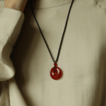 Natural Red Agate Chalcedony Peace Buckle Pendant