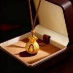Rotatable Gourd Sand Gold Fortune Bag Pendant Necklace