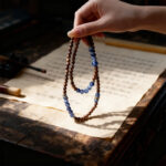 Vintage sandalwood beaded layered necklace