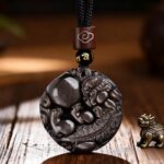 Natural rainbow eye obsidian pi xiu pendant jade necklace men’s and women’s couple pendant