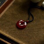 Natural Red Agate Chalcedony Peace Buckle Pendant