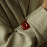 Natural Red Agate Chalcedony Peace Buckle Pendant