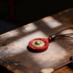 Natural Cinnabar Tibetan – Style Nine Palaces and Eight Trigrams Pendant