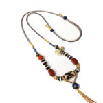 Handmade Dzi Bead Woven Agate Necklace
