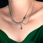 Snake – Design Emerald Crystal Wood – Water Element Necklace