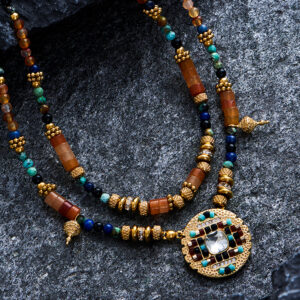 Vintage Multi - Stone Beaded Layered Necklace