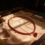 Red Agate – Like Snake Beaded Necklace, Layered Clavicle Chain
