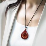 Natural Cinnabar Mountain Ghost Coin Pendant Necklace, High – Quality Purple Gold Sand