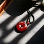 Natural Red Agate Chalcedony Peace Buckle Pendant