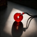 Natural Red Agate Chalcedony Peace Buckle Pendant
