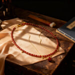 Red Agate – Like Snake Beaded Necklace, Layered Clavicle Chain