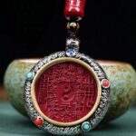 Rotatable Mountain Ghost Coin Necklace for Protection and Peace