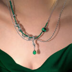Snake – Design Emerald Crystal Wood – Water Element Necklace