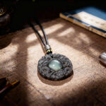 Natural Rainbow Eye Obsidian Double Dragons Protecting Master Pendant