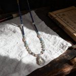 Natural Gemstone Beaded Necklace with Chalcedony Teardrop Pendant
