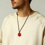 Natural Red Agate Chalcedony Peace Buckle Pendant