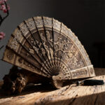Willow-leaf wooden folding fan decoration