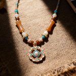 Retro Painted Natural Stone Beaded Necklace