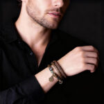 Green Sandalwood Square Bead Three – Layer Bracelet, Fragrant Wood