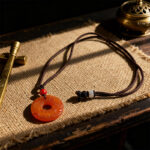 Red Agate Pixiu Peace Buckle Pendant for Fire Element Balance