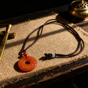 Red Agate Pixiu Peace Buckle Pendant for Fire Element Balance