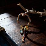 Five-Color Rope Thangka Braided Bracelet with Six-Syllable Mantra Charm