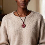 Cinnabar Good Luck Spinning Pendant Necklace, Purple Gold Sand