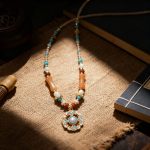 Retro Painted Natural Stone Beaded Necklace