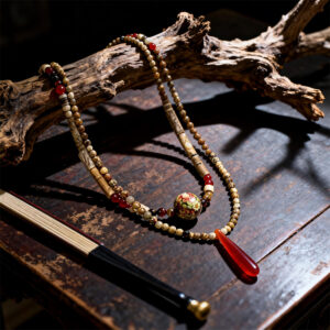 Ethnic Jade Agate Water - Drop Necklace