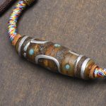 Multi-Treasure Inlaid Dzi Bead Braided Bracelet with Yak Bone and Gau Box