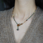 Natural Citrine & African Turquoise Beaded Choker Necklac