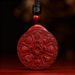 Natural Cinnabar Tibetan – Style Nine Palaces and Eight Trigrams Pendant