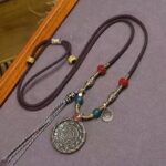 Hand – Woven Adjustable Necklace with Nine – Palace Eight – Trigrams Pendant