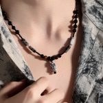 Pixiu Pendant Obsidian & Tiger Eye Stone Choker Necklace