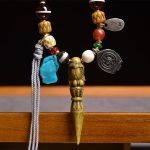Mahakala Vajra Pestle Pendant with Agate and Yak Bone Braided Necklace