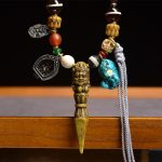 Mahakala Vajra Pestle Pendant with Agate and Yak Bone Braided Necklace