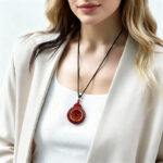 Natural Cinnabar Mountain Ghost Coin Pendant Necklace, High – Quality Purple Gold Sand