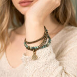 Vintage Mongolian Turquoise Multi – Circle Bracelet with Copper