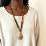 Ethnic – Style Beaded Long Necklace with Zen Retro Pendant