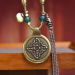 Hand – Woven Adjustable Necklace with Nine – Palace Eight – Trigrams Pendant