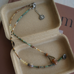 Natural Citrine & African Turquoise Beaded Choker Necklac