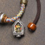 Multi-Treasure Inlaid Dzi Bead Braided Bracelet with Yak Bone and Gau Box