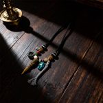 Mahakala Vajra Pestle Pendant with Agate and Yak Bone Braided Necklace