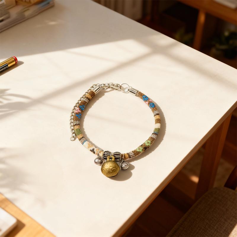 Ethnic - Style Pet Collar with Bell for Small Dogs