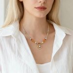 Retro Painted Natural Stone Beaded Necklace