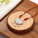 Baby Silver Longevity Lock Pendant with Koi Fish & Lotus Design