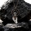 Natural Crystal Raw Stone Pendant with Artistic Metal Setting